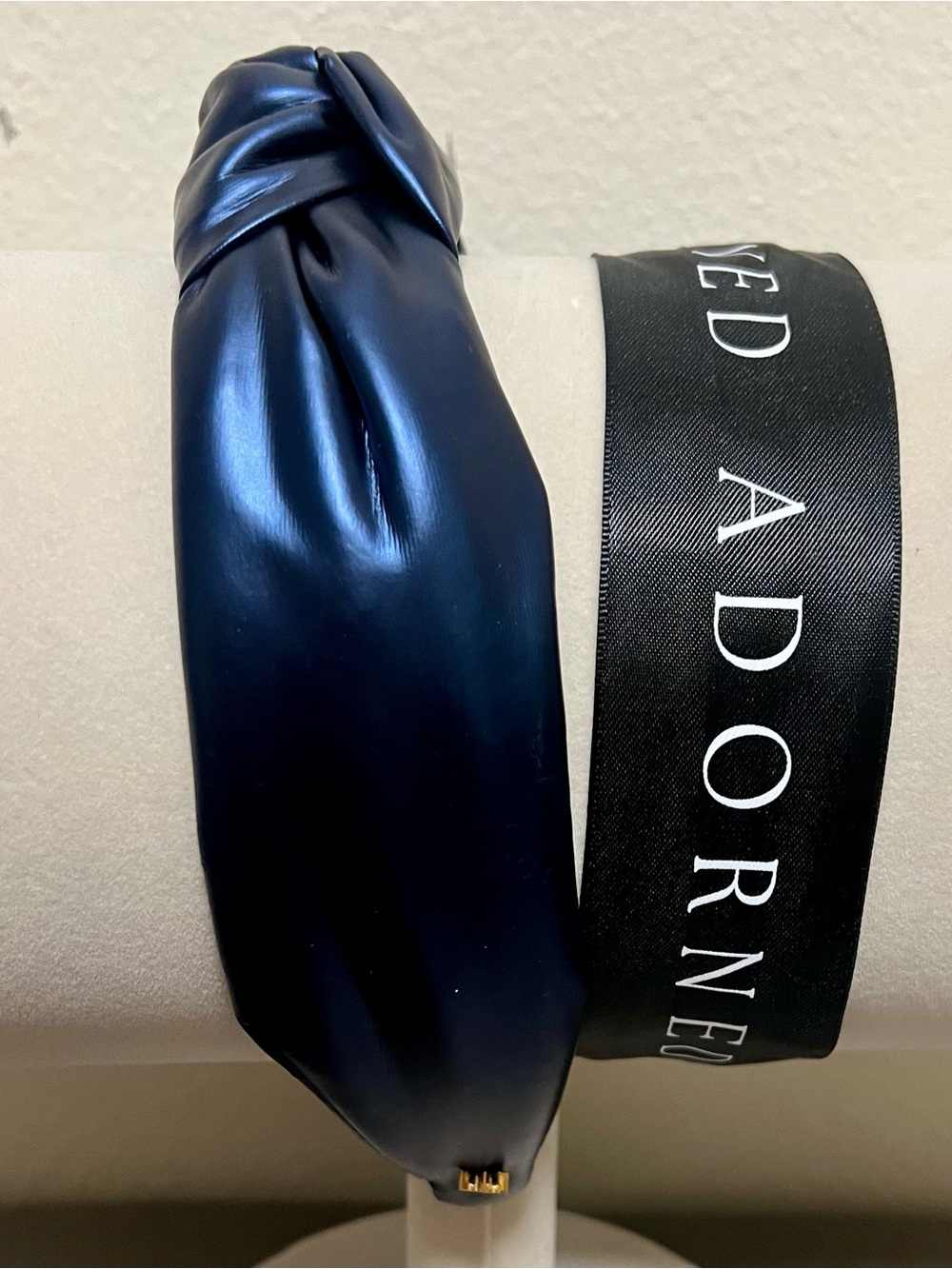 Adorned Vegan Leather Knotted Headband